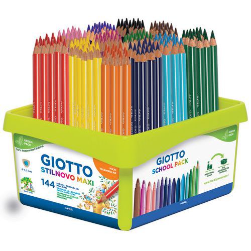 Giotto Maxi Crayons De Couleur Stilnovo Maxi X144 - Schoolpack