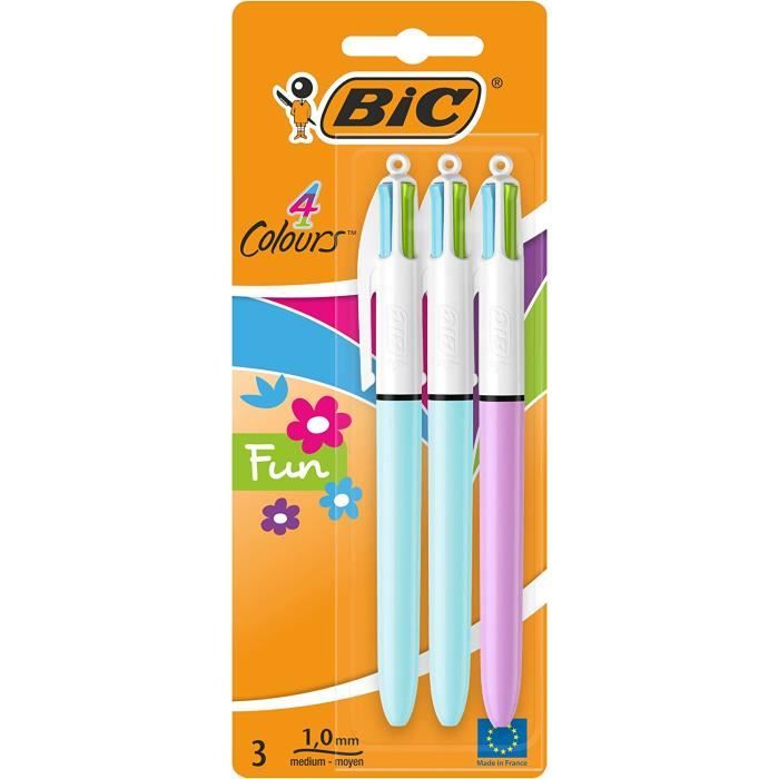 Bic Stylos Bille 4 Couleurs Couleurs Fun