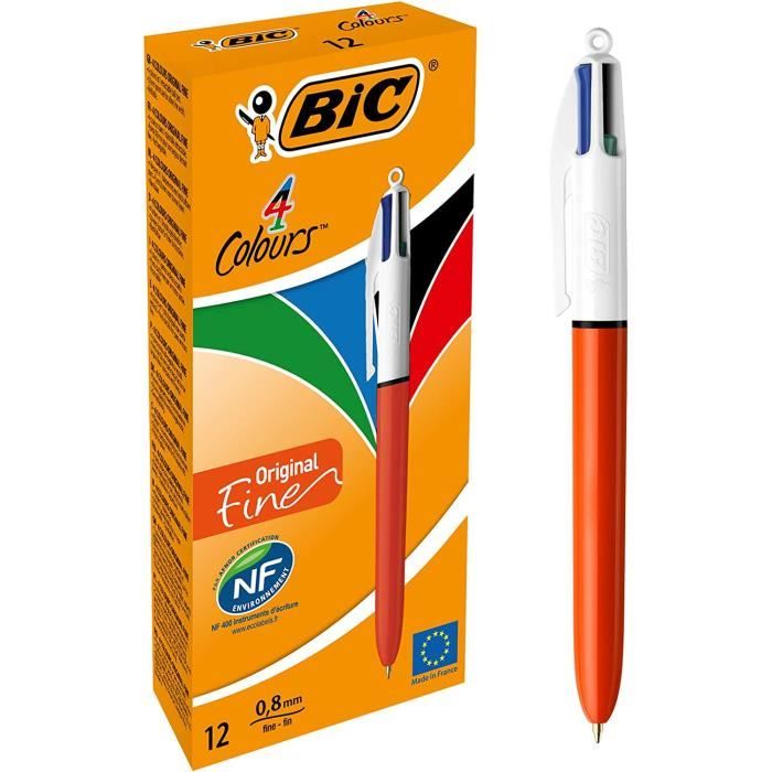 Bic Stylos Bille 4 Couleurs Pointe Fine