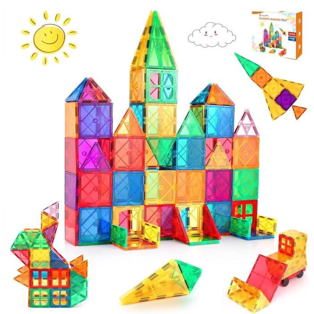 Jeu De Construction Magnétique Wesmag 70 Pièces