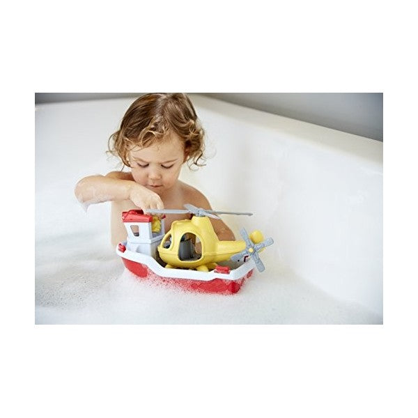 Green Toys Véhicule Éco-Conçu Bateau Et Hélicoptère Avec Deux Personnages