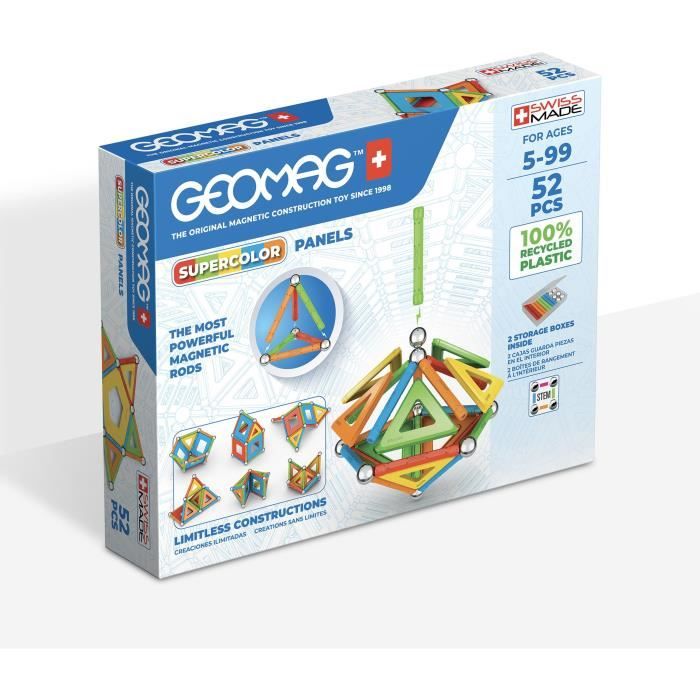 Geomag Jeu De Construction Magnétique Géomag Supercolor 52 Pièces