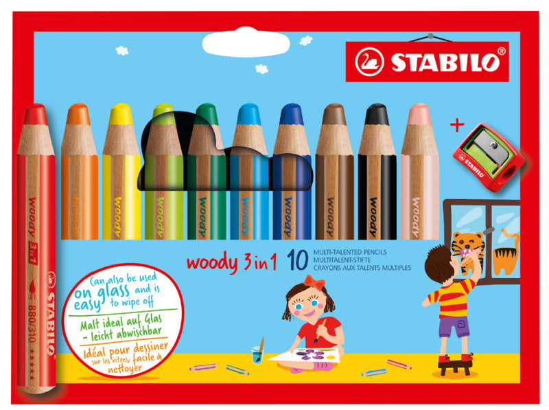 Stabilo Crayons De Couleur Aquarellable Mine Extra-Large Stabilo Woody 3 In 1 X18
